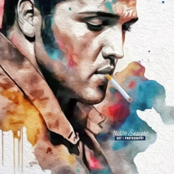 8x10 Elvis Presley Watercolor Oil Painting Print King of Rock n' Roll - Picture 5 of 6